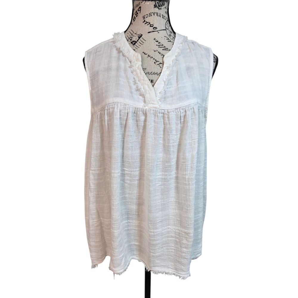 Apt. 9 1X Sleeveless Boho Shell  Cotton Rayon Blend Coastal Grandmother